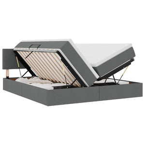 vidaXL Bed with LED Strips Dark Gray 200 x 200 cm Fabric