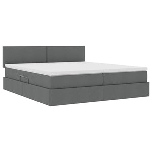 vidaXL Bed with LED Strips Dark Gray 200 x 200 cm Fabric