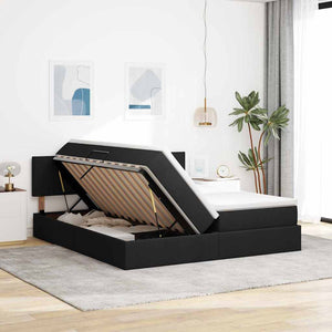 vidaXL Bed with LED Strips Black 200 x 200 cm Fabric