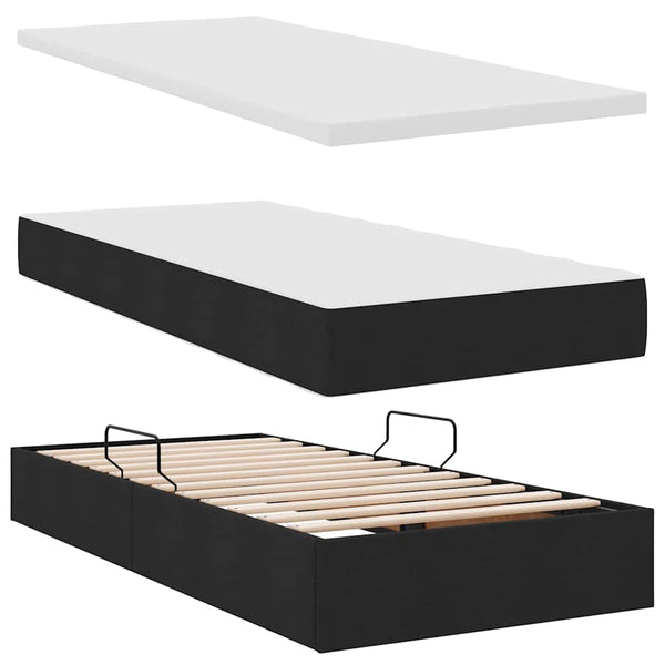 vidaXL Bed with LED Strips Black 200 x 200 cm Fabric
