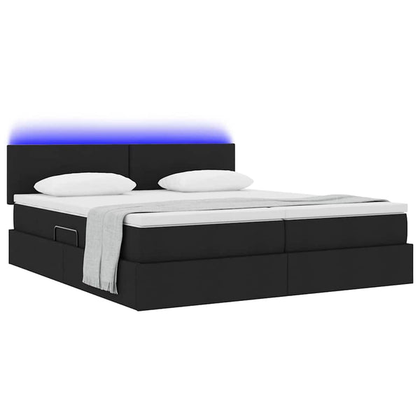 vidaXL Bed with LED Strips Black 200 x 200 cm Fabric