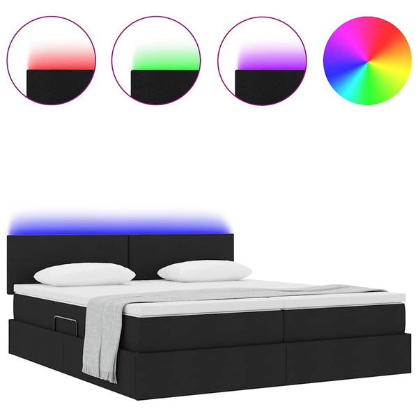 vidaXL Bed with LED Strips Black 200 x 200 cm Fabric