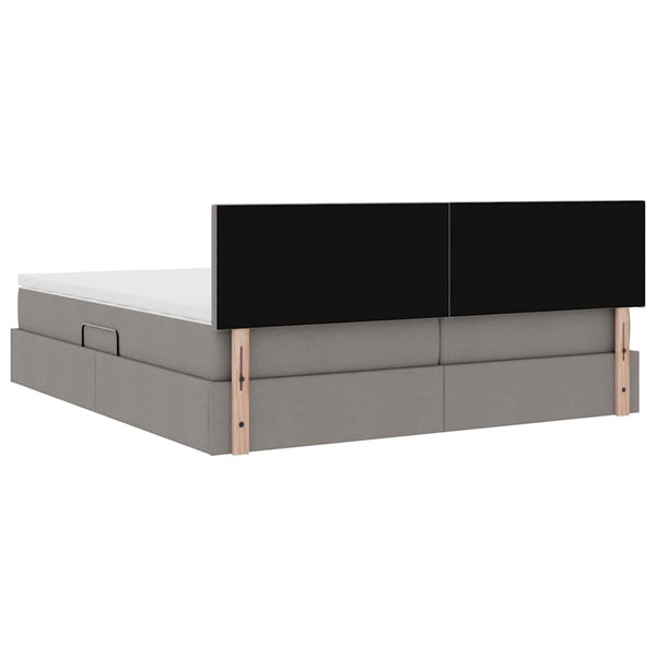 vidaXL LED Bed with Headboard Taupe 200 x 200 cm Fabric