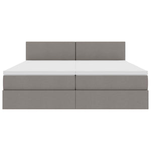 vidaXL LED Bed with Headboard Taupe 200 x 200 cm Fabric