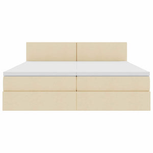 vidaXL Bed with LED Strips with Headboard Cream 200 x 200 cm Fabric