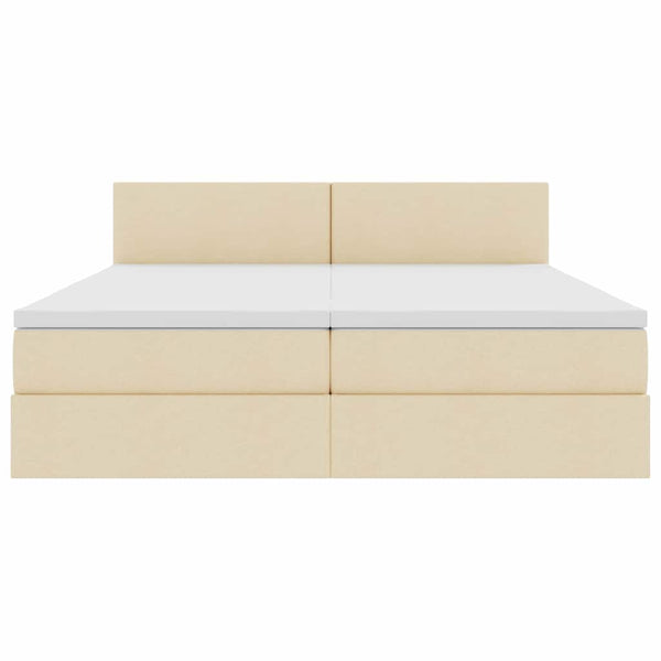 vidaXL Bed with LED Strips with Headboard Cream 200 x 200 cm Fabric