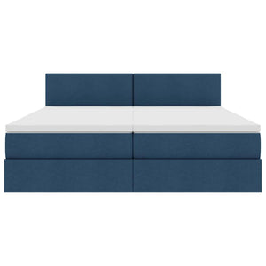 vidaXL Bed with LED Strips Headboard Blue 200 x 200 cm Fabric