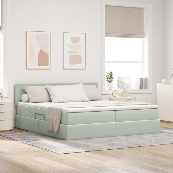 vidaXL Bed with LED Strips Light Grey 180 x 200 cm Velvet