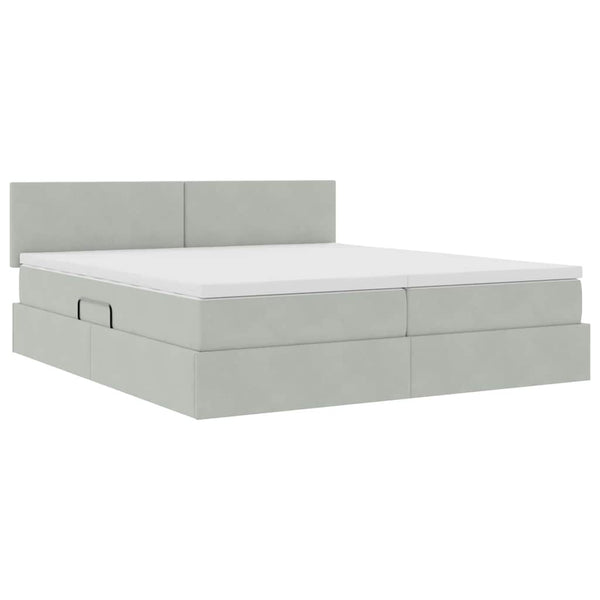 vidaXL Bed with LED Strips Light Grey 180 x 200 cm Velvet