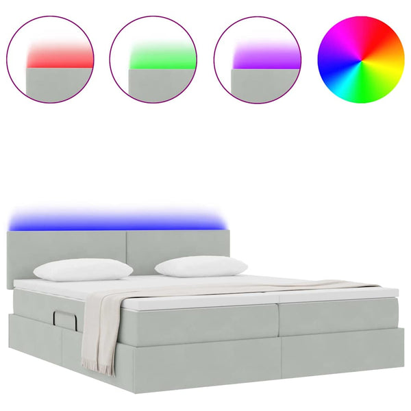 vidaXL Bed with LED Strips Light Grey 180 x 200 cm Velvet