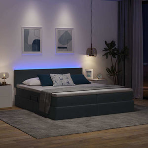 vidaXL Bed with LED Strips Dark Grey 180 x 200 cm Velvet