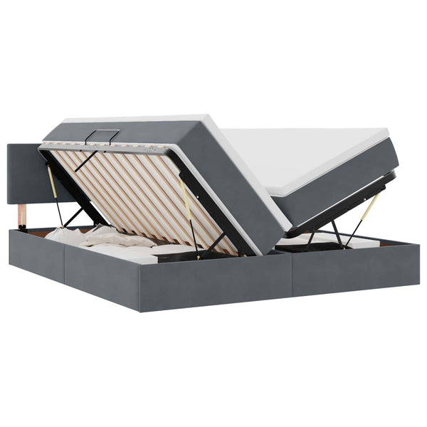 vidaXL Bed with LED Strips Dark Grey 180 x 200 cm Velvet