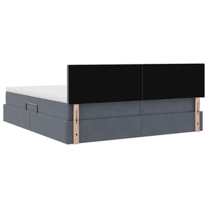 vidaXL Bed with LED Strips Dark Grey 180 x 200 cm Velvet