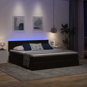 vidaXL Bed with LED Strips Black 180 x 200 cm Velvet