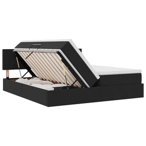 vidaXL Bed with LED Strips Black 180 x 200 cm Velvet