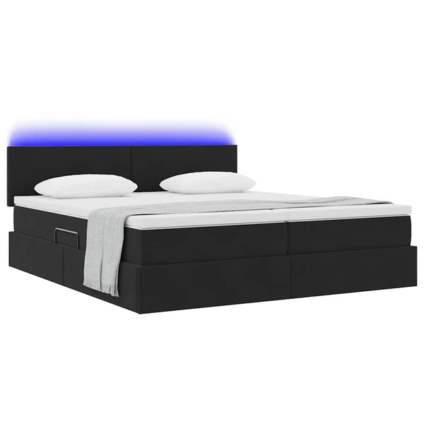 vidaXL Bed with LED Strips Black 180 x 200 cm Velvet