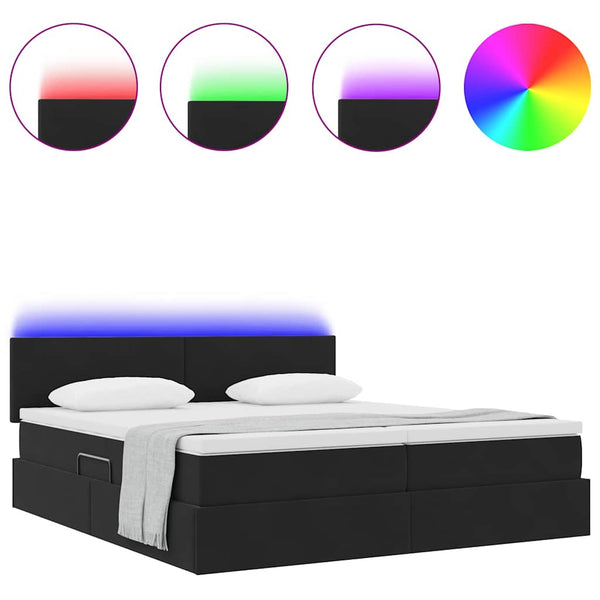 vidaXL Bed with LED Strips Black 180 x 200 cm Velvet