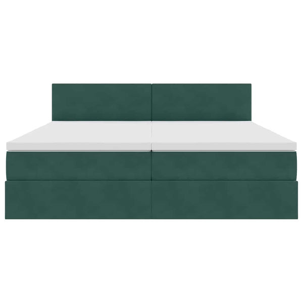 vidaXL Bed with LED Strips Dark Green 180 x 200 cm Velvet