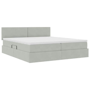 vidaXL Bed with LED Strips Light Grey 200 x 200 cm Velvet