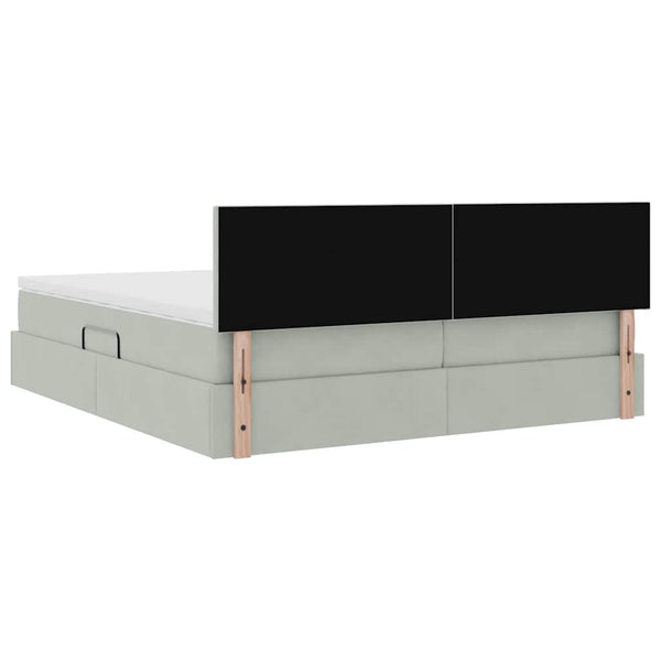 vidaXL Bed with LED Strips Light Grey 200 x 200 cm Velvet