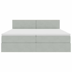 vidaXL Bed with LED Strips Light Grey 200 x 200 cm Velvet