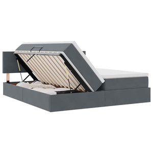 vidaXL Bed with LED Strips Dark Grey 200 x 200 cm Velvet