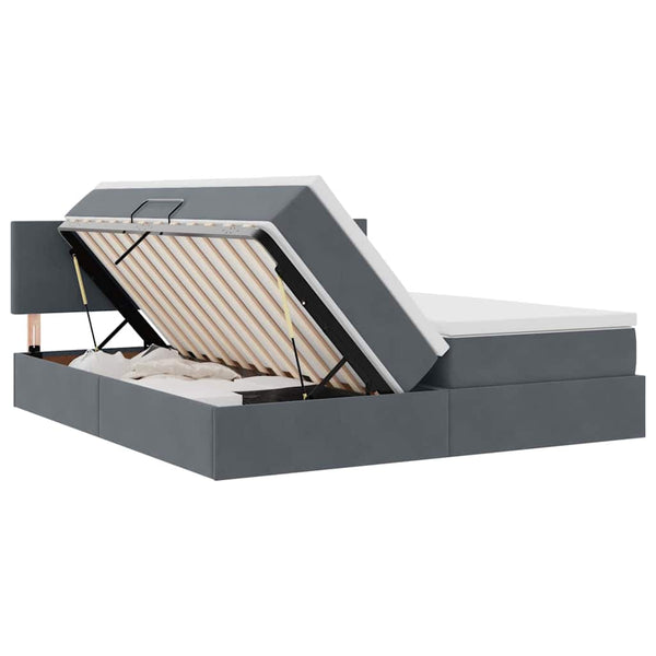 vidaXL Bed with LED Strips Dark Grey 200 x 200 cm Velvet