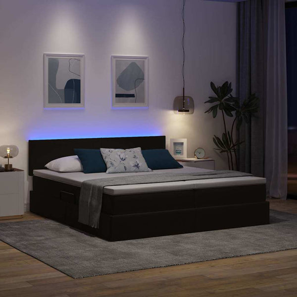 vidaXL Bed with LED Strips Black 200 x 200 cm Velvet
