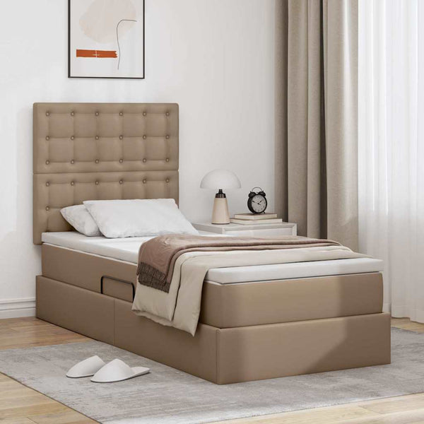 vidaXL Storage Bed Cappuccino 90 x 190 cm Faux Leather