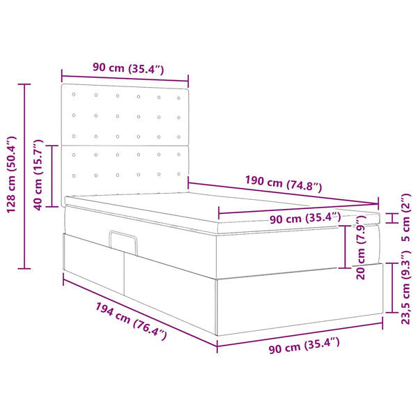 vidaXL Storage Bed Cappuccino 90 x 190 cm Faux Leather