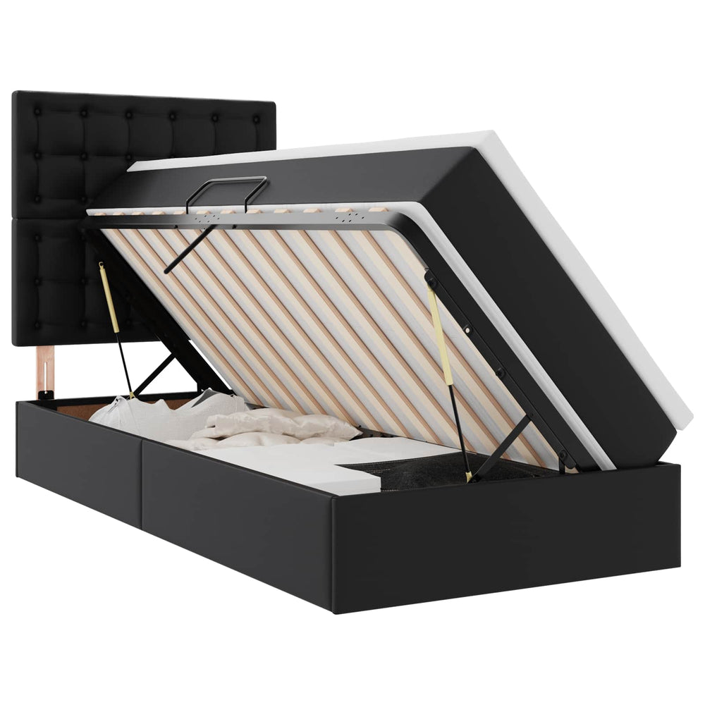 vidaXL Storage Bed with Headboard Black 90 x 200 cm Faux Leather
