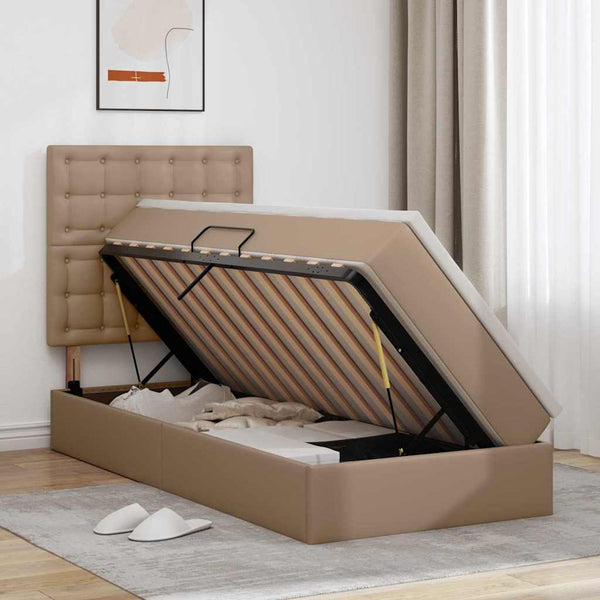 vidaXL Storage Bed Cappuccino 100 x 200 cm Faux Leather