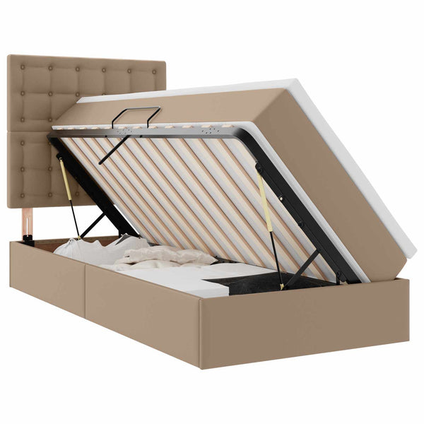 vidaXL Storage Bed Cappuccino 100 x 200 cm Faux Leather