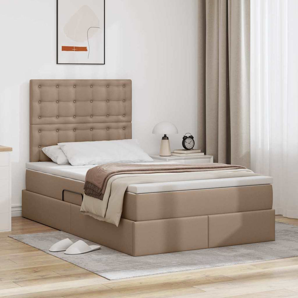 vidaXL Storage Bed Cappuccino 120 x 190 cm Faux Leather