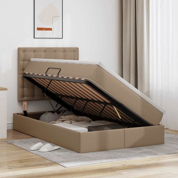 vidaXL Storage Bed Cappuccino 120 x 200 cm Faux Leather