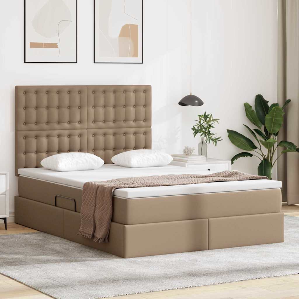 vidaXL Storage Bed Cappuccino 140 x 190 cm Artificial Leather