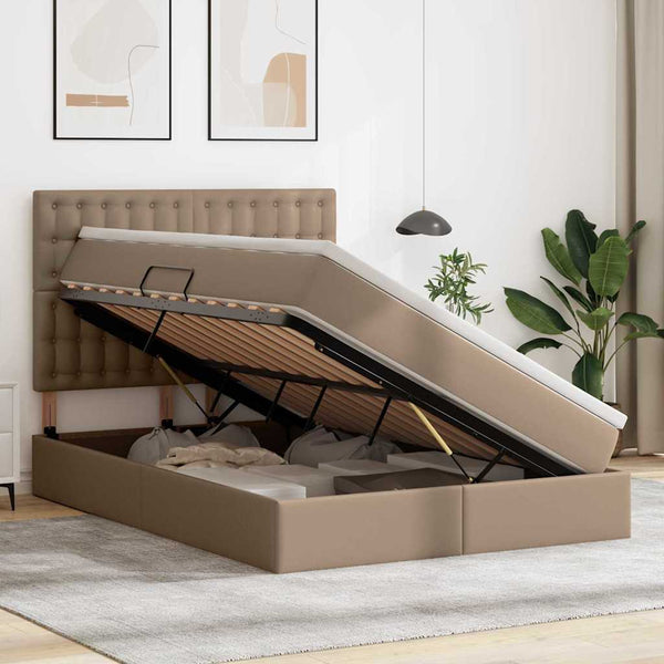 vidaXL Storage Bed Cappuccino 140 x 190 cm Artificial Leather