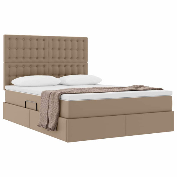 vidaXL Storage Bed Cappuccino 140 x 190 cm Artificial Leather