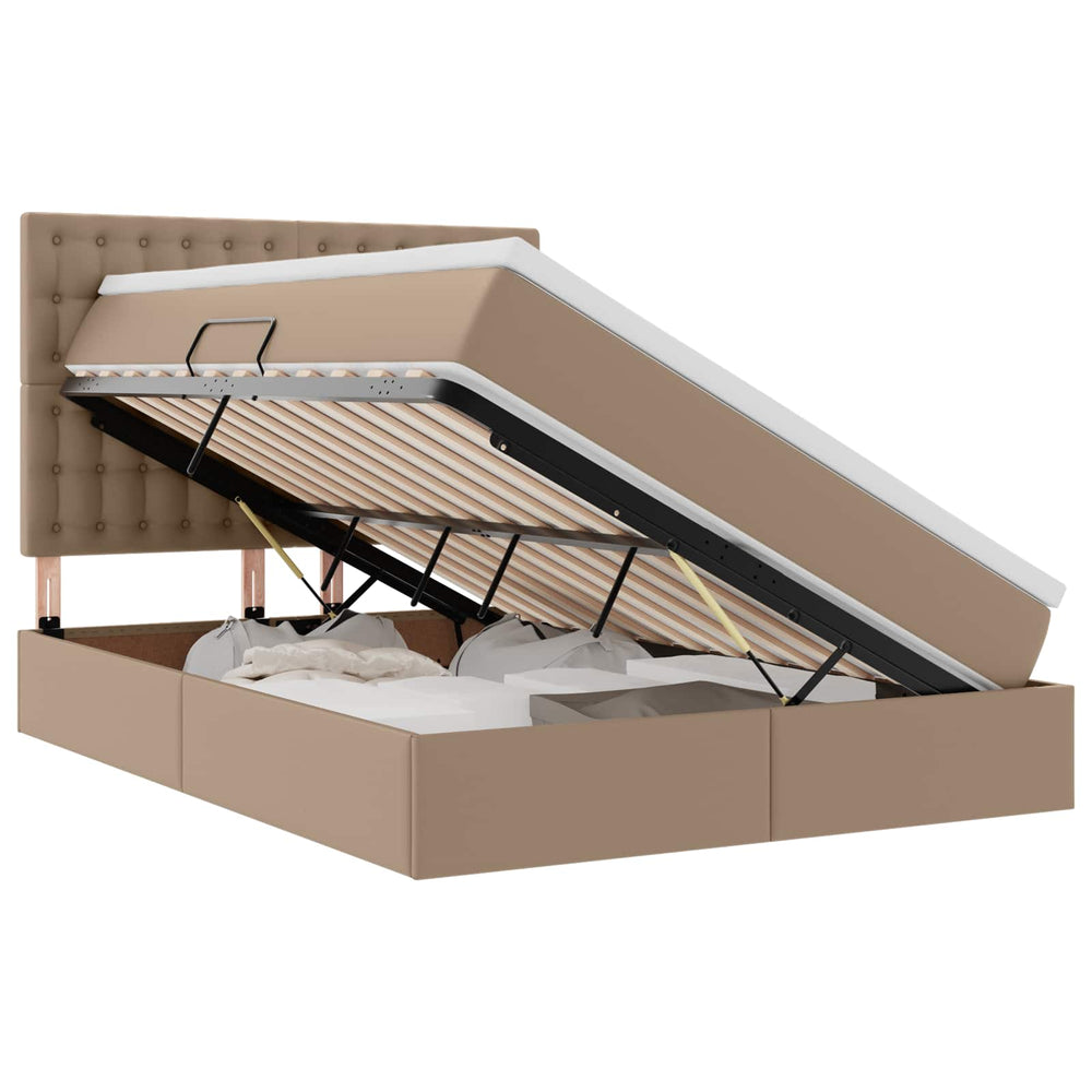 vidaXL Storage Bed Cappuccino 140 x 200 cm Faux Leather
