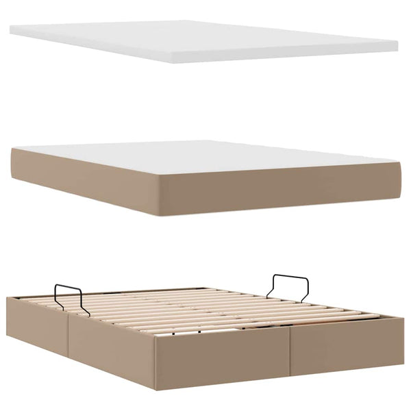 vidaXL Storage Bed Cappuccino 140 x 200 cm Faux Leather