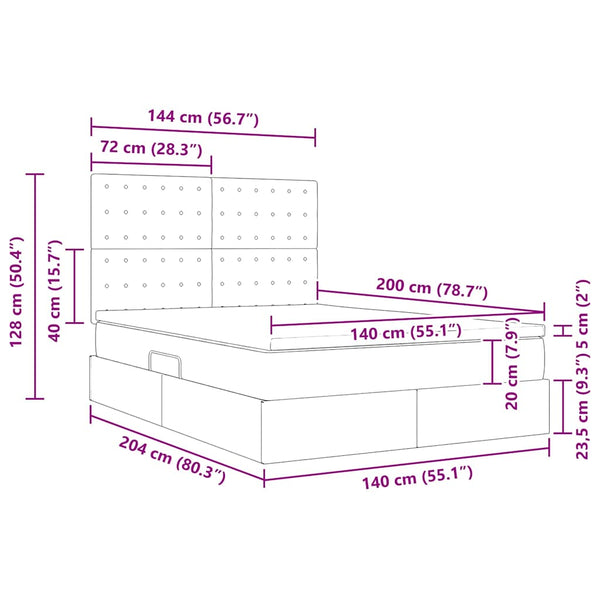 vidaXL Storage Bed Cappuccino 140 x 200 cm Faux Leather