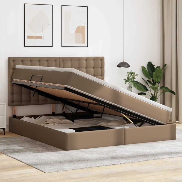 vidaXL Storage Bed Cappuccino 160 x 200 cm Faux Leather