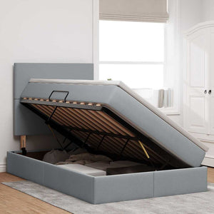vidaXL Storage Bed with Mattress Light Grey 120 x 190 cm Fabric