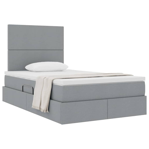 vidaXL Storage Bed with Mattress Light Grey 120 x 190 cm Fabric