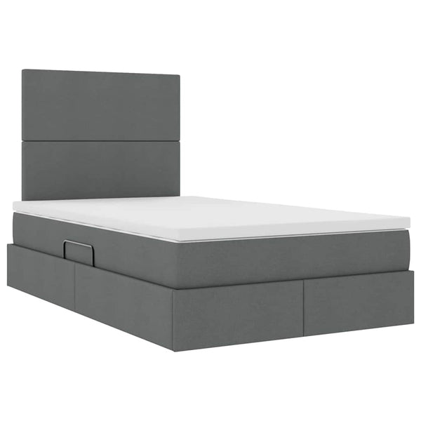 vidaXL Storage Bed with Mattress Dark Grey 120 x 190 cm Fabric
