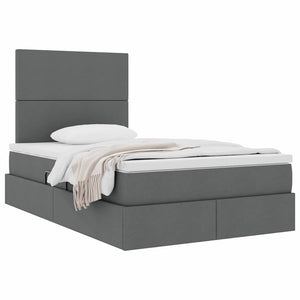vidaXL Storage Bed with Mattress Dark Grey 120 x 190 cm Fabric