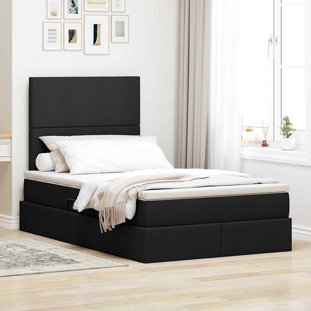 vidaXL Storage Bed with Mattress Black 120 x 190 cm Fabric