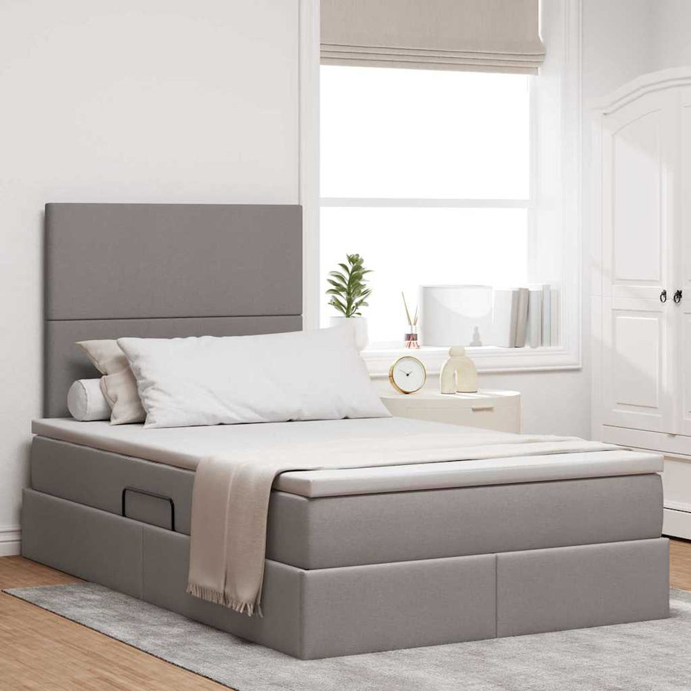 vidaXL Storage Bed with Mattress Taupe 120 x 190 cm Fabric