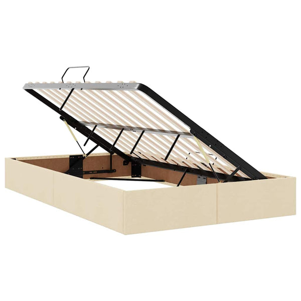 vidaXL Storage Bed with Mattress Cream 120 x 190 cm Fabric