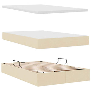 vidaXL Storage Bed with Mattress Cream 120 x 190 cm Fabric